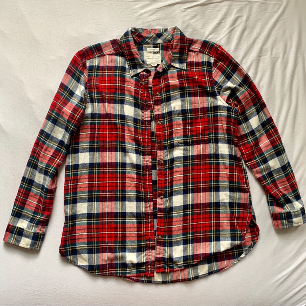 American Eagle Outfitters Red Plaid Button-Up Shirt - Picture 2 of 4